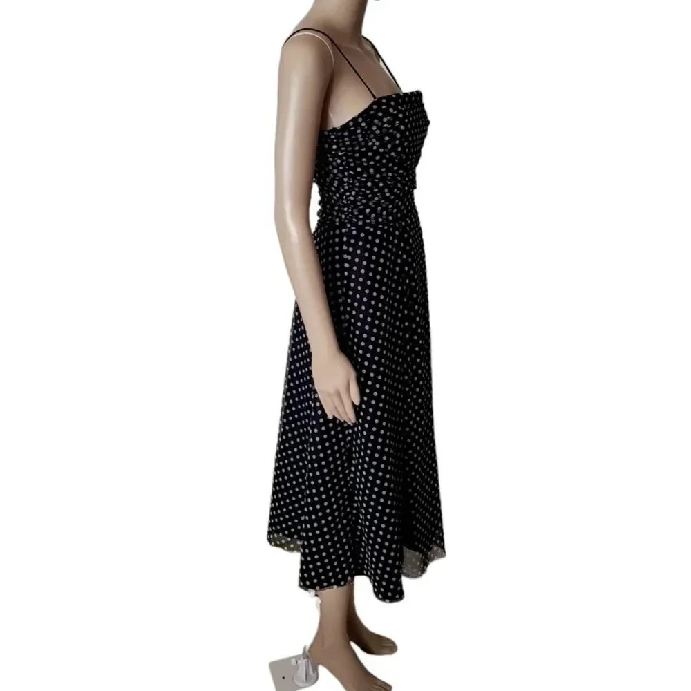 Eliza J Black Polka Dot Midi Dress - Picture 3 of 8